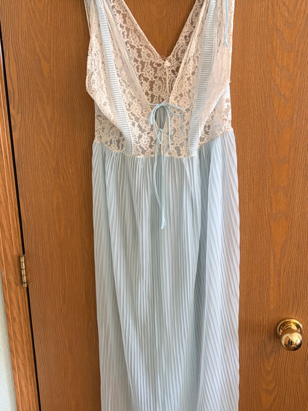1950s Myra Joy Lace & Nylon Light Blue Women's Nightgown